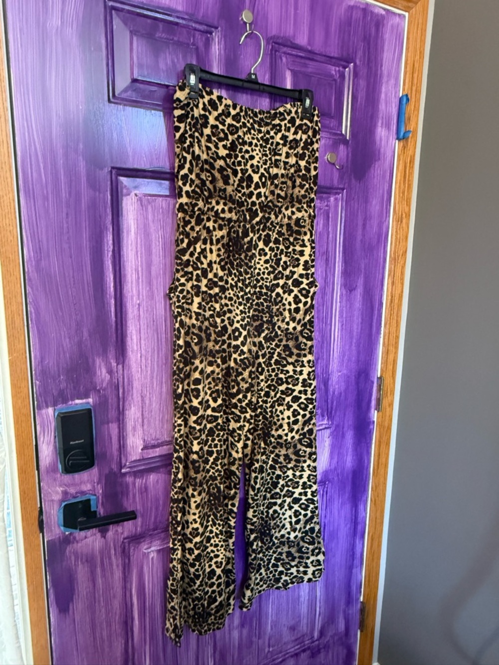 No Boundaries Strapless Leopard Print Jumpsuit - Tan & Black - Picture 3 of 5